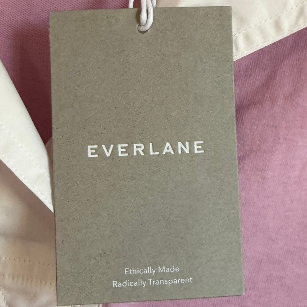 NWT Everlane The Oversized Rugby Polo Shirt Pink Purple Organic Cotton XS - Picture 10 of 11